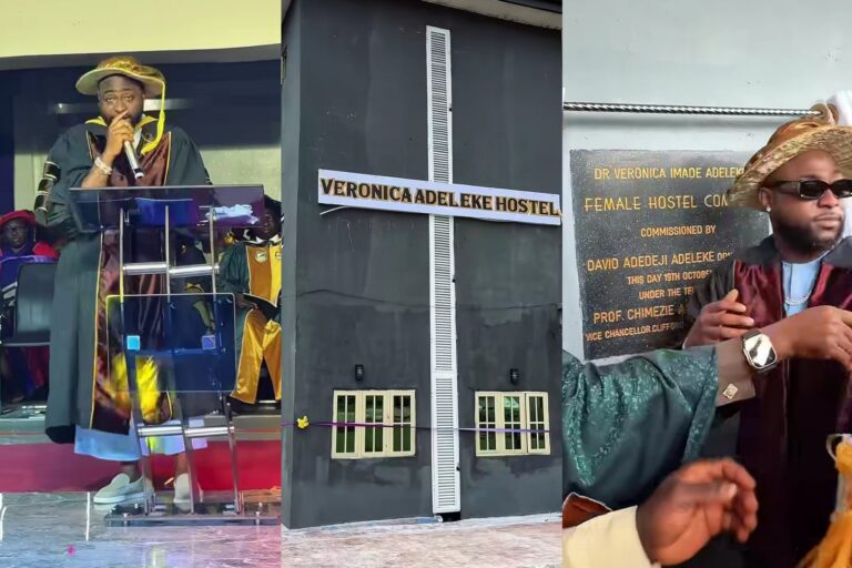 Chioma Reacts as Davido Commissions Hostel Named After His Late Mother in Abia State