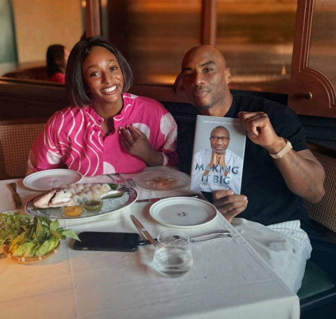 DJ Cuppy Presents Her Father's 'Making it Big' Book to the Man Who Gave Her First Ever DJ Job on TV