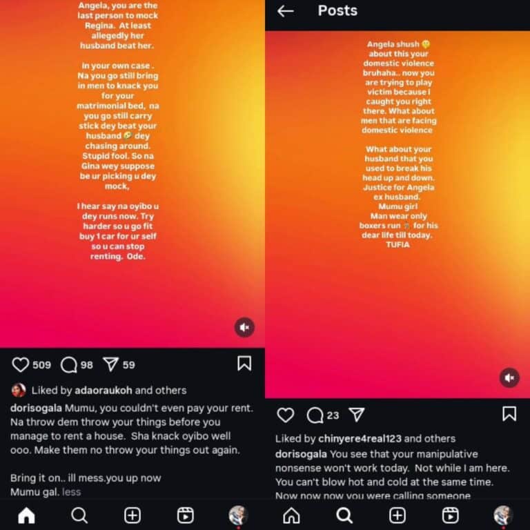 Doris Ogala drags Angela Okorie over Regina’s drama: “You brought men to your matrimonial bed"