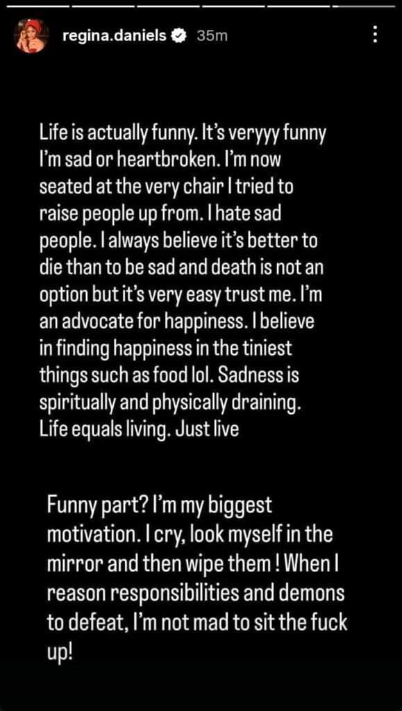 It’s Better To Die Than To Be Sad — Regina Daniels Breaks Down Amid Marriage Crisis