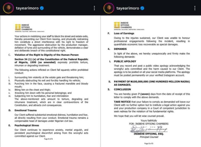 Taye Arimoro Sues Peggy Ovire, Demands N100M After Alleged On-Set Assault