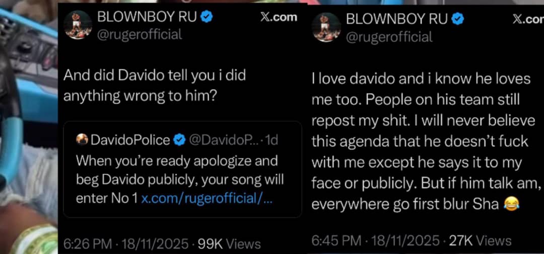 I Don't Owe Him Any Apology — Ruger Fires Back at Fan Who Asked Him to Beg Davido
