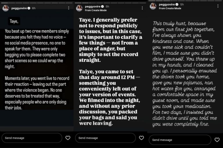 Peggy Ovire Breaks Silence After Taye Arimoro Accuses Her of Assault