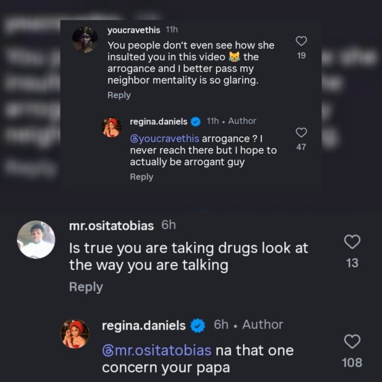 Regina Daniels Fires Back at Trolls Who Accused Her of Drug Use and Arrogance