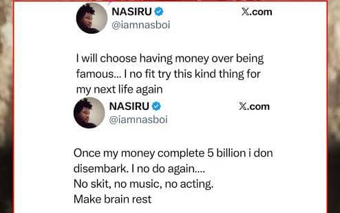 I will Stop Skit, Music and Acting — Nasboi Reveals Retirement Plan After ₦5bn Goal
