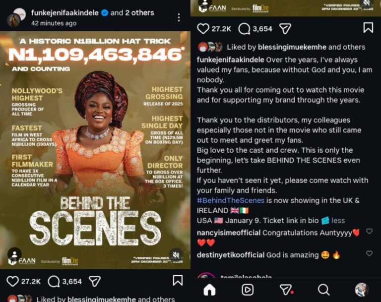Funke Akindele Celebrates as Behind The Scene Hits ₦1bn