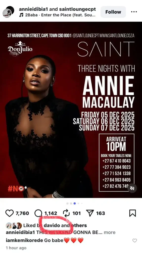 Davido & Fans React as Annie Idibia Throws Subtle Shade at 2Baba With New Post