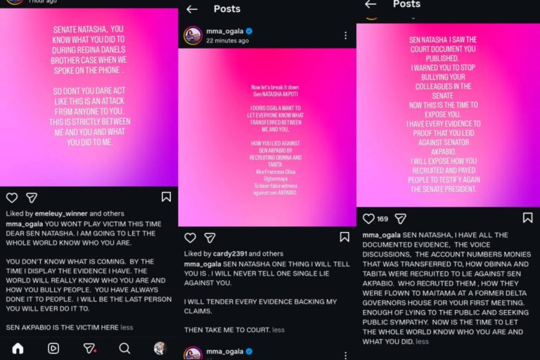 You Aren’t the Victim, Senator Akpabio Is — Doris Ogala Accuses Natasha Akpoti of Bullying, Threatens to Release Evidence