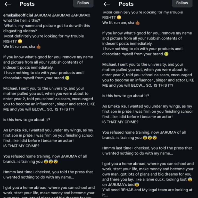 Emeka Ike Drags Jaruma Over Son’s Online Content