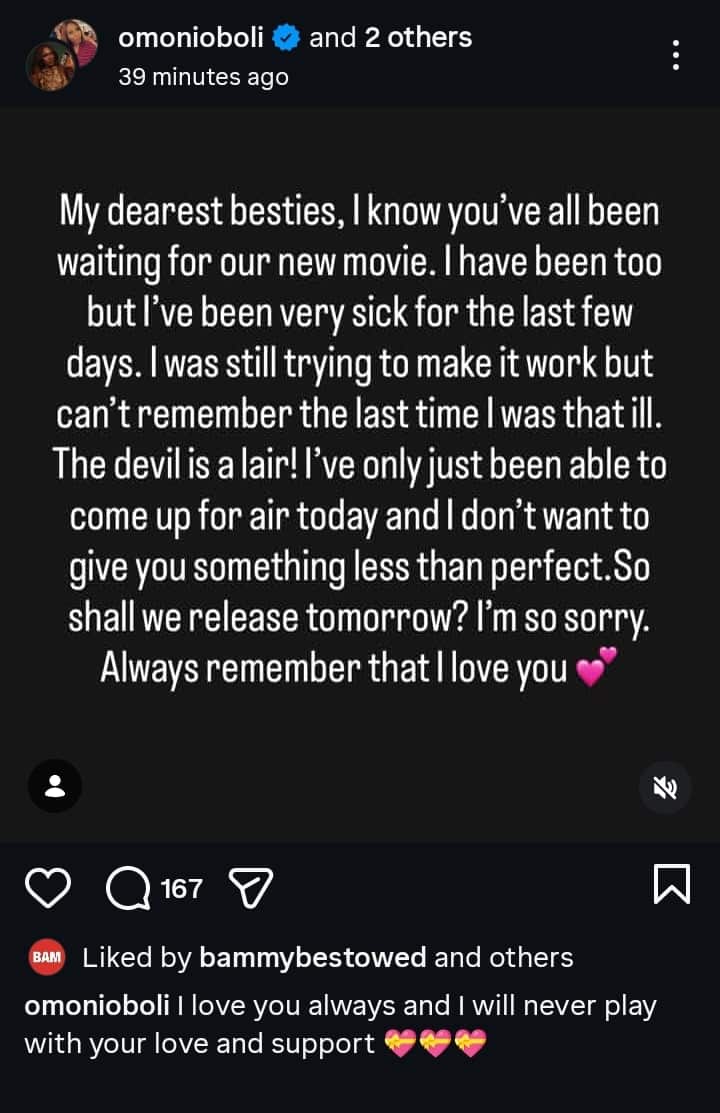 Omoni Oboli Issues Statement After Sudden Illness