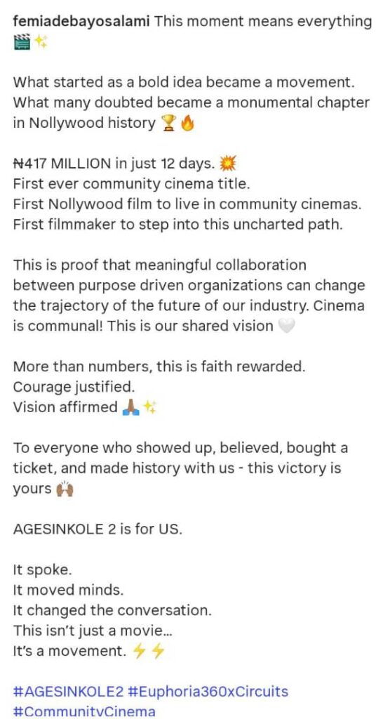 Femi Adebayo Makes History as Agesinkole 2 Hits N417m