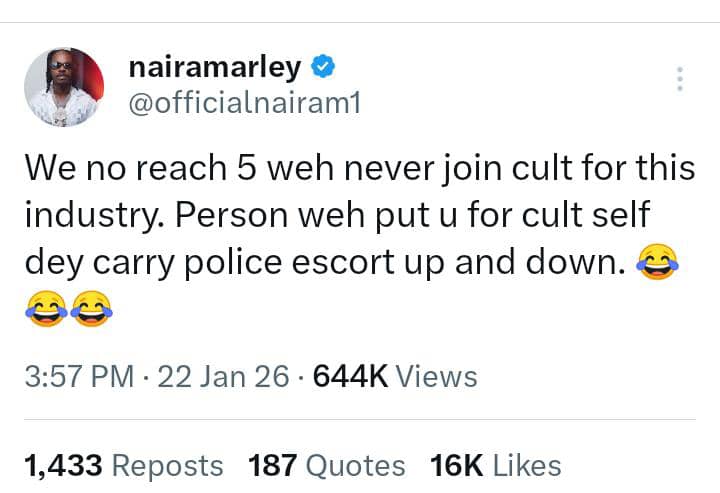 Naira Marley’s Cultism Comment Triggers Online Reactions