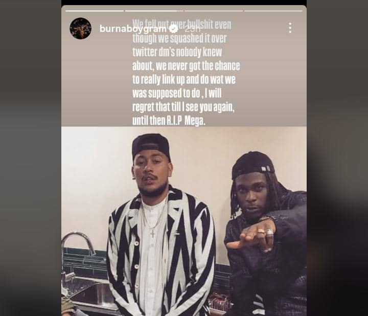 Burna Boy Regrets Unfinished Plans With Late AKA