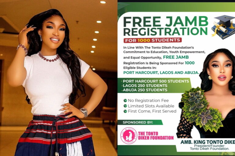 Tonto Dikeh Sponsors 1000 Students JAMB Registration