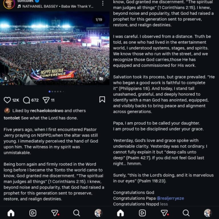 Tonto Dikeh Recounts First Encounter With Pastor Jerry