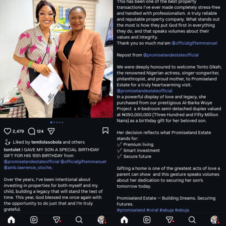 Intentional Investments: Tonto Dikeh Buys Son Duplex