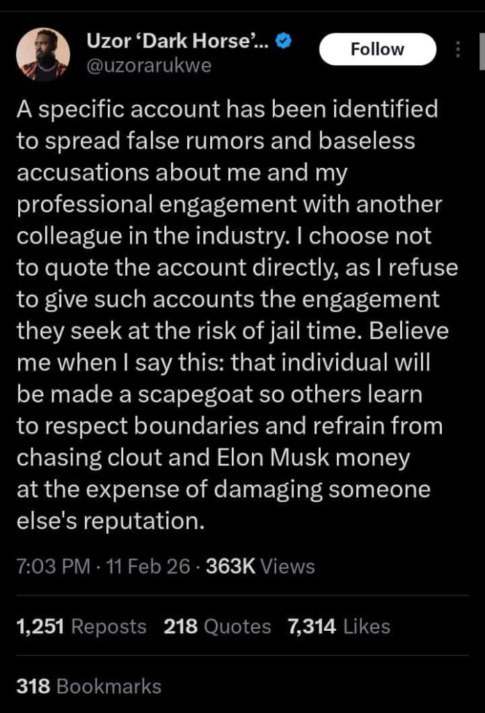 Uzor Arukwe Responds To Rumours Linking Him To Bambam Pregnancy 