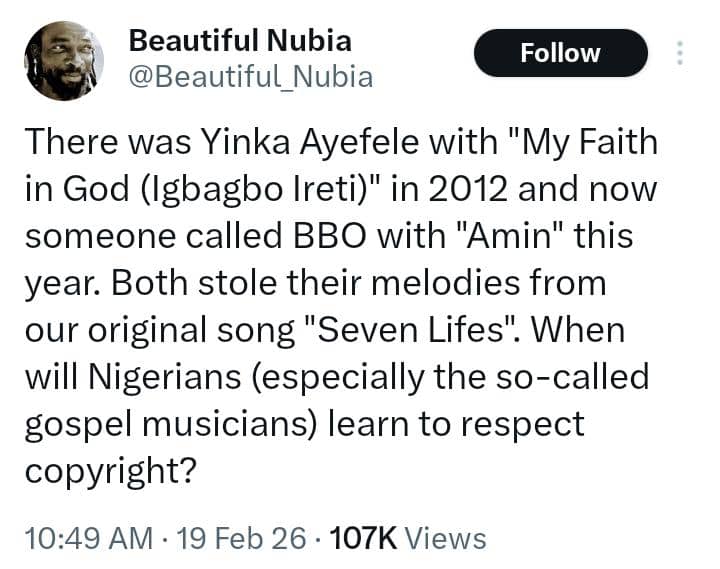 Beautiful Nubia Drags Yinka Ayefele, BBO Over Alleged Song Theft