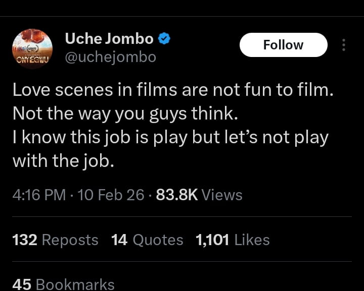 Uche Jombo Reacts To Nollywood Kissing Criticism