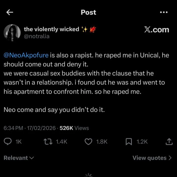 BBNaija Neo Threatens Lawsuit Over Rape Allegation