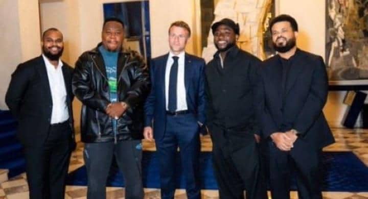 “Person wey get Davido get God” — Cubana Chief Priest Hails Him Big After Meeting French President Macron