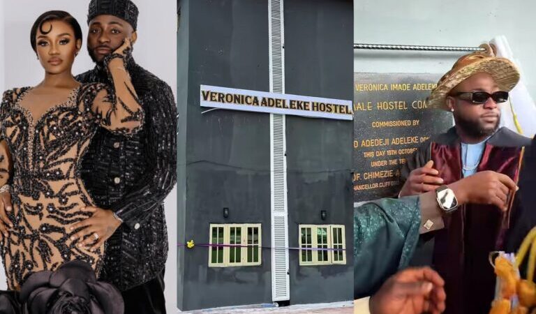 Chioma Reacts as Davido Commissions Hostel Named After His Late Mother in Abia State