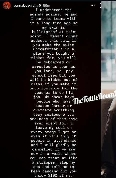 Cancel Me If You See Me as a Stripper — Burna Boy Vents Frustration, Apologizes Following Denver Concert Drama