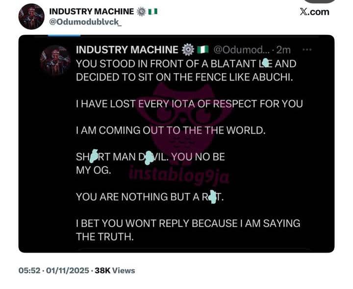 Odumodu Blvck Drags M.I Abaga In A Lengthy Post - You No Be My OG, Short Man Devil