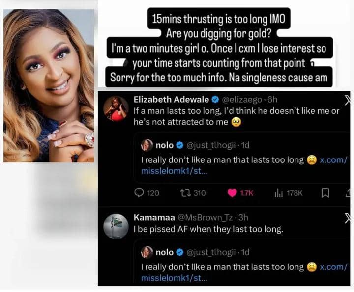 I’m a Two-Minutes Girl — Etinosa Idemudia's New Take On Viral Sex Conversation Sparks Online Reactions