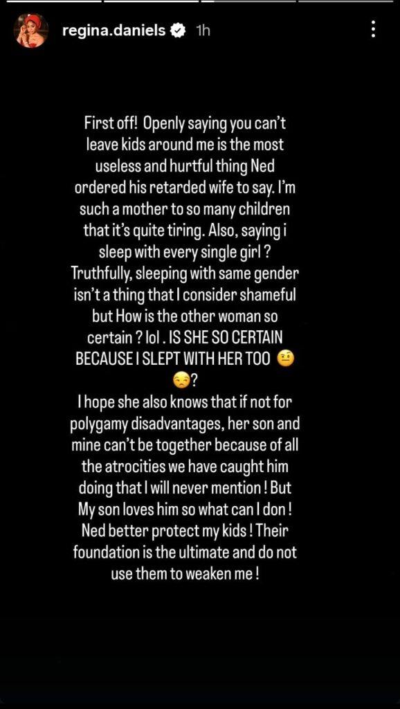 Did I Sleep With You Too? – Regina Daniels Fires Back at Laila Charani Over Lesbian Allegation