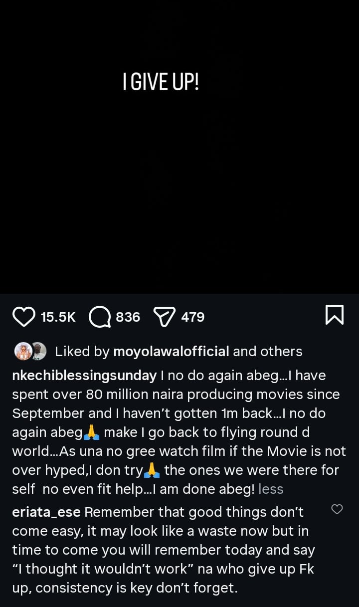 Nkechi Blessing Considers Quitting Movie Production After Spending Millions
