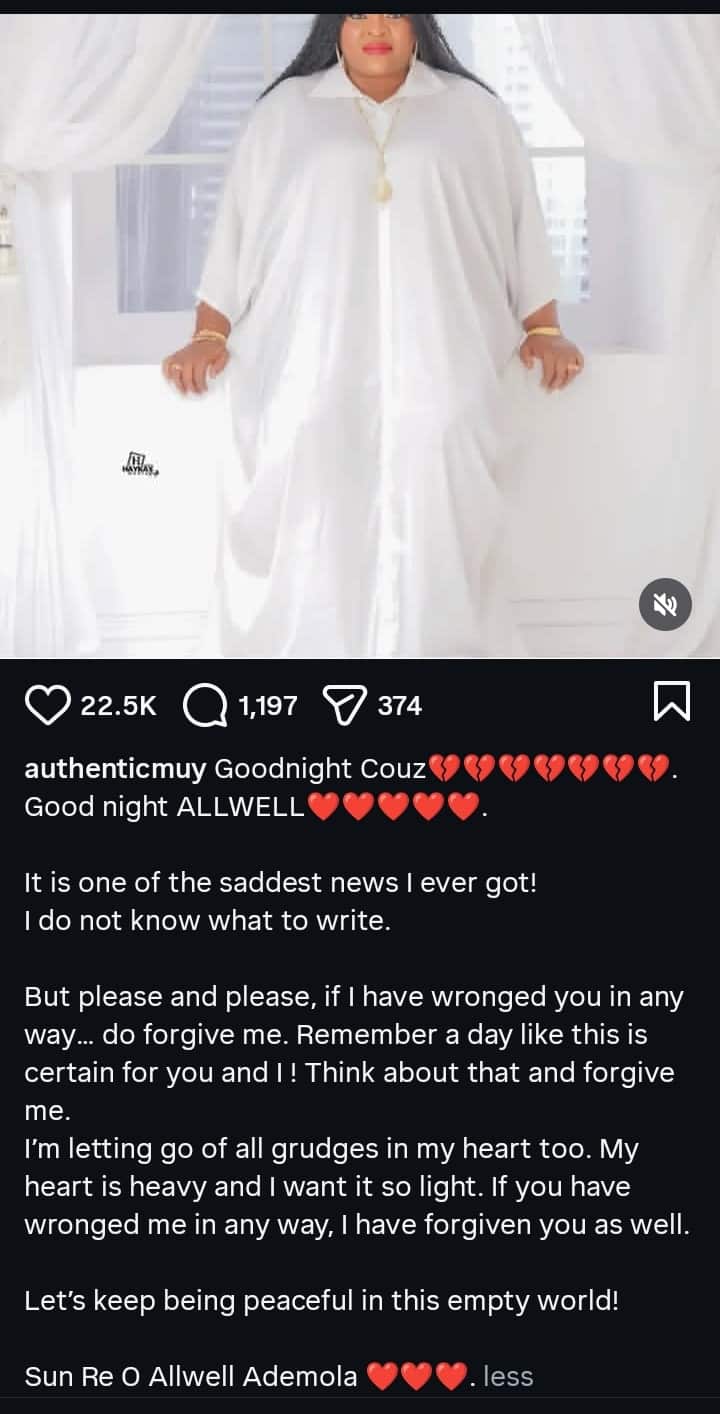 Muyiwa Ademola’s Heartfelt Tribute to Late Allwell