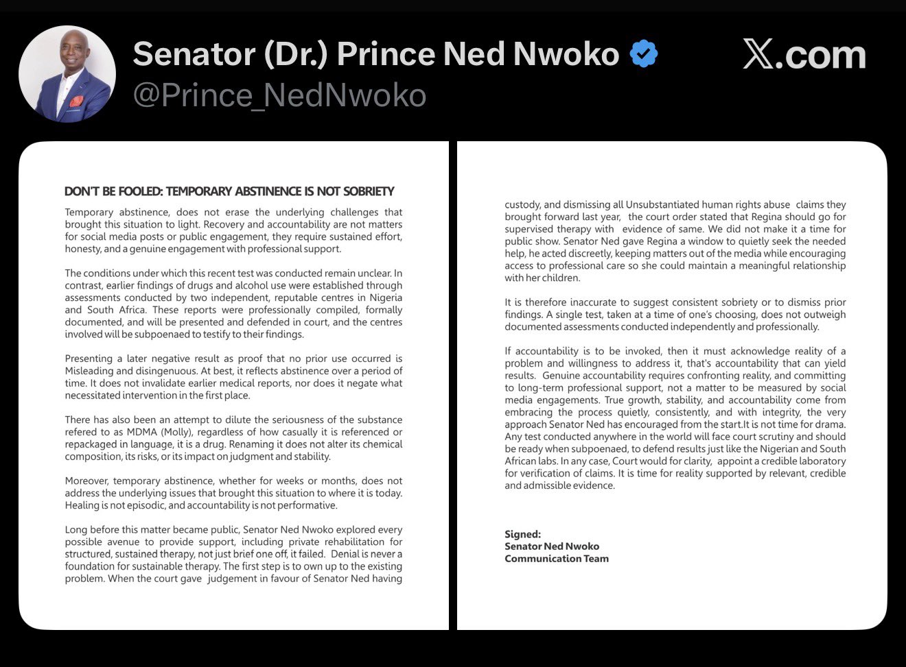 Ned Nwoko Rejects Regina Daniels’ Negative Drug Test