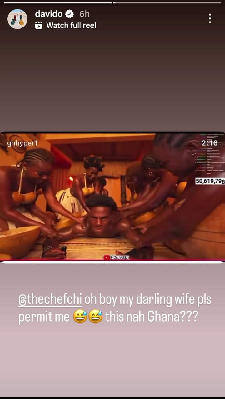 Nigerians React As Davido Begs Chioma To Recreate IShowSpeed Massage