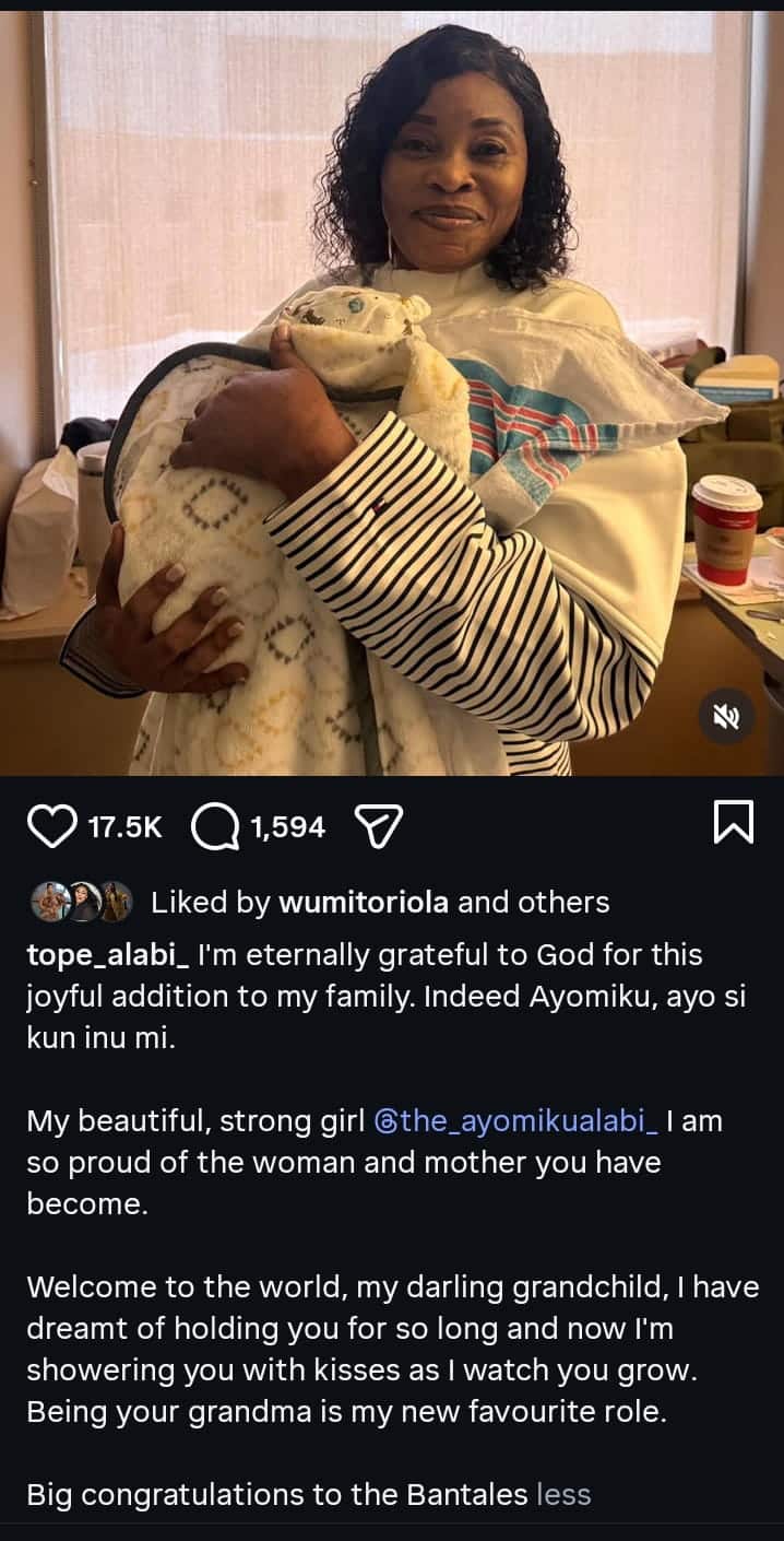 Tope Alabi Welcomes First Grandchild With Joy
